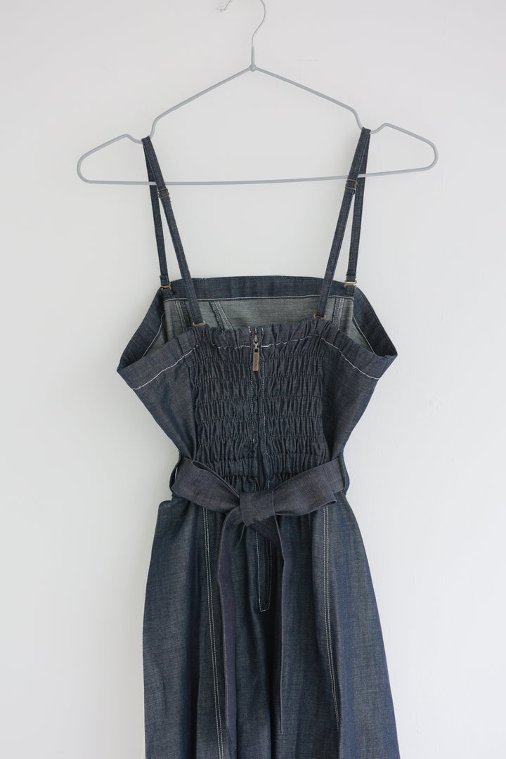 Pleated Denim Dress