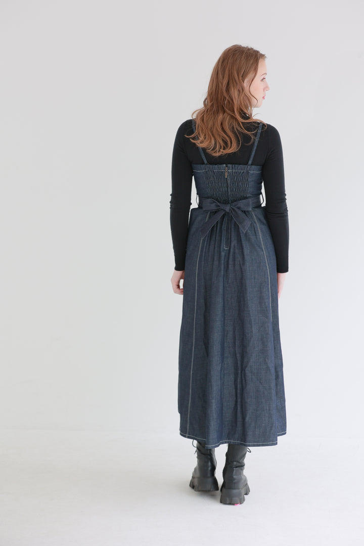 Pleated Denim Dress