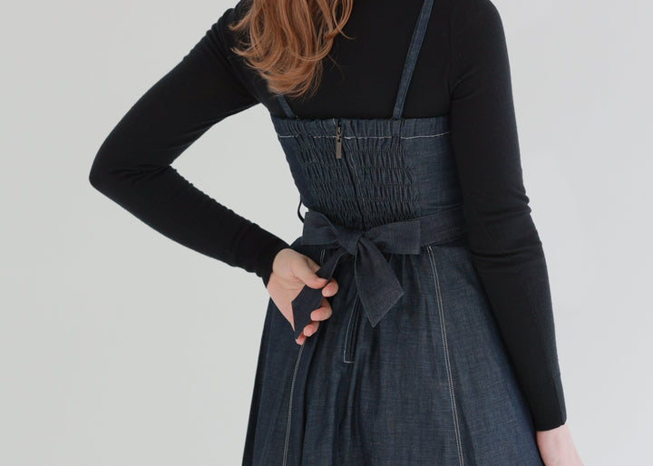Pleated Denim Dress