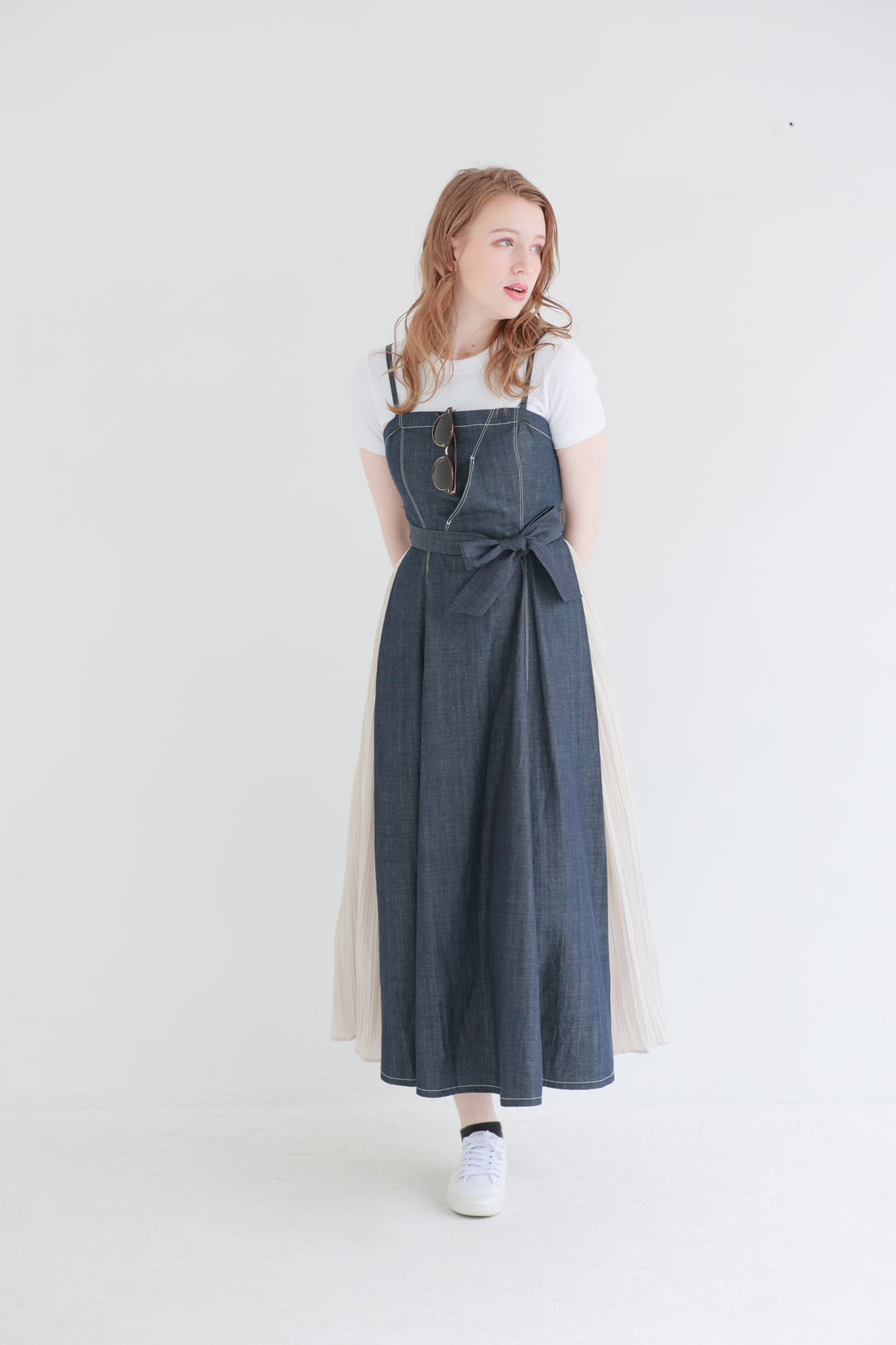 Pleated Denim Dress