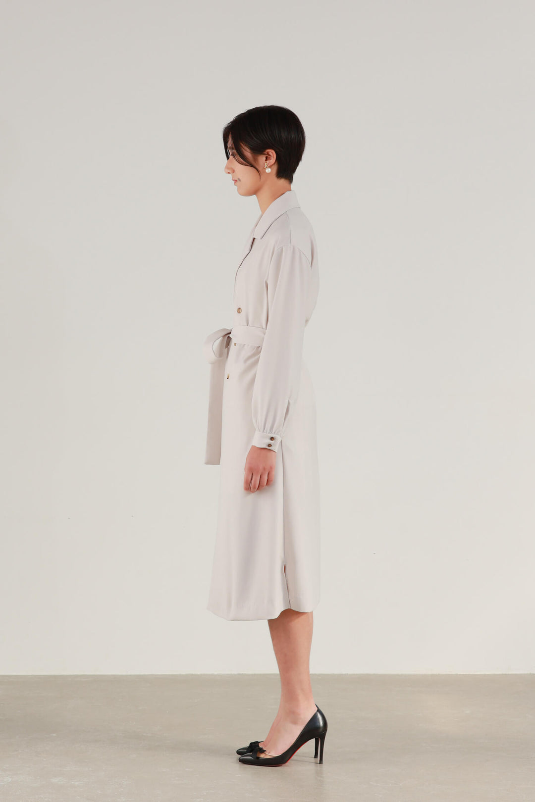 Satin Drape Trench Dress Coat