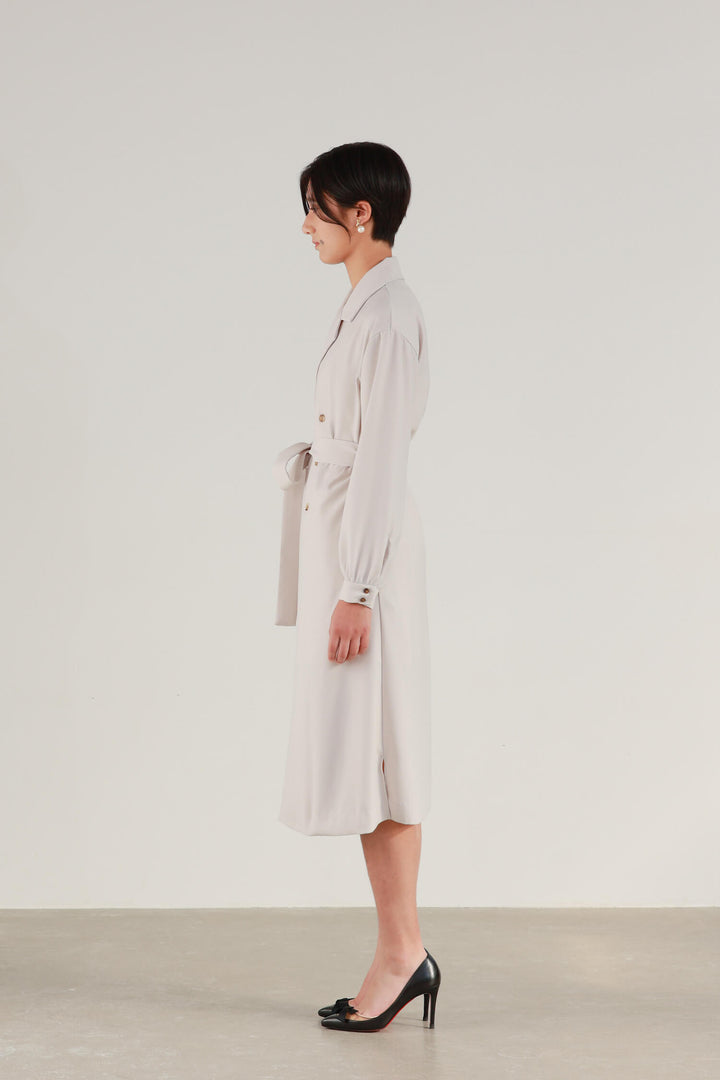 Satin Drape Trench Dress Coat