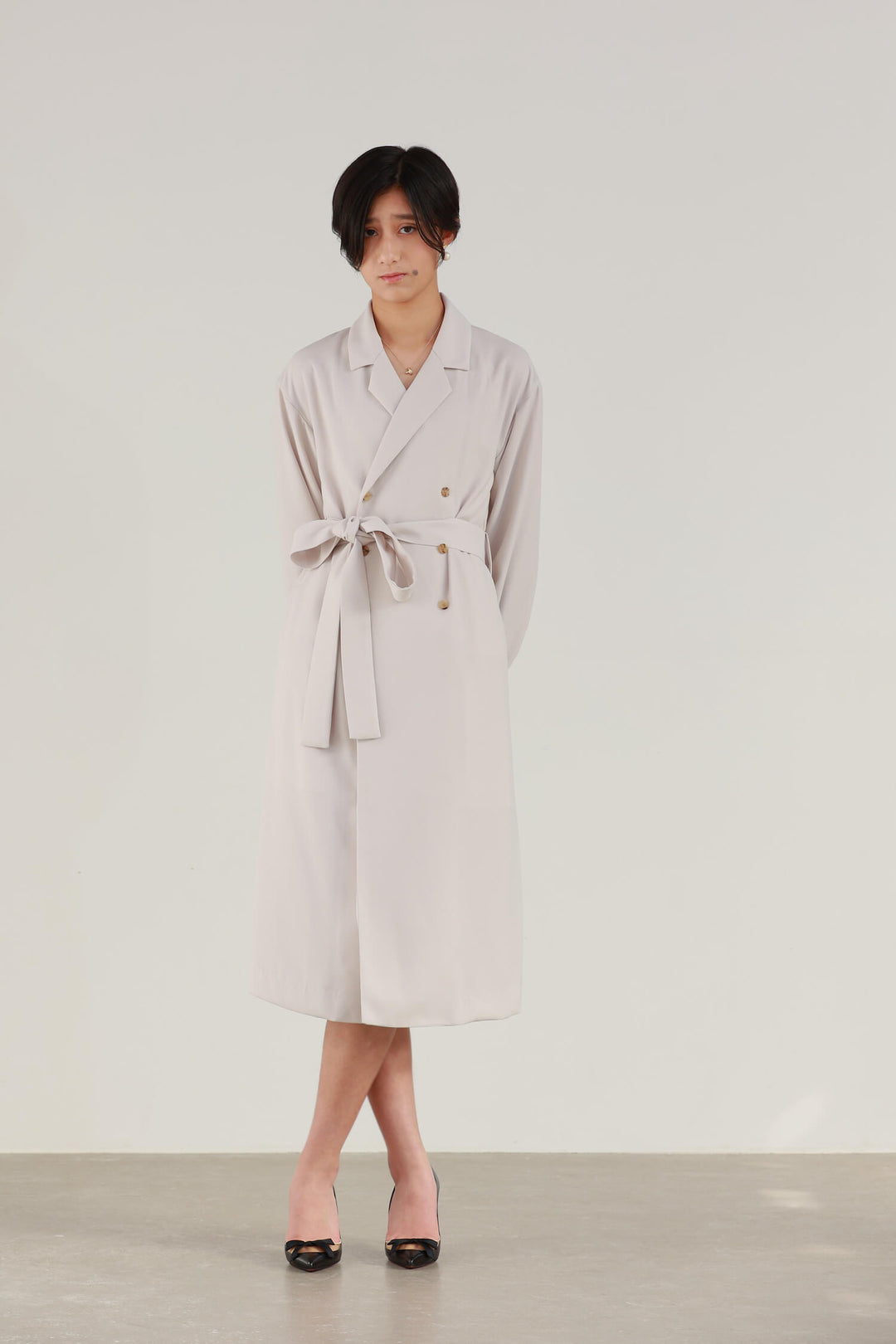 Satin Drape Trench Dress Coat