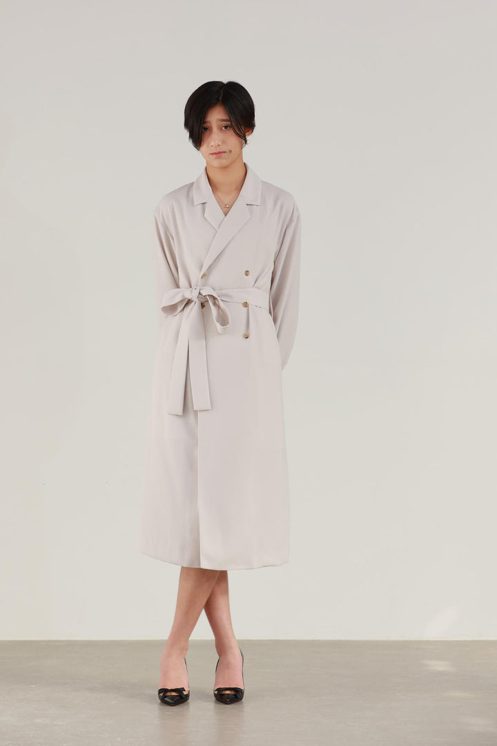 Satin Drape Trench Dress Coat