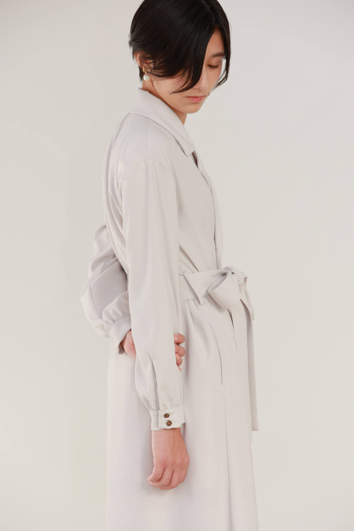 Satin Drape Trench Dress Coat