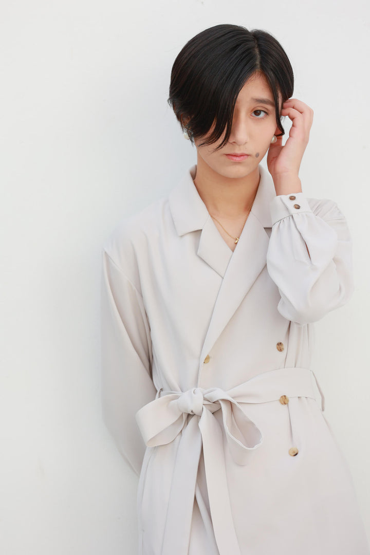 Satin Drape Trench Dress Coat