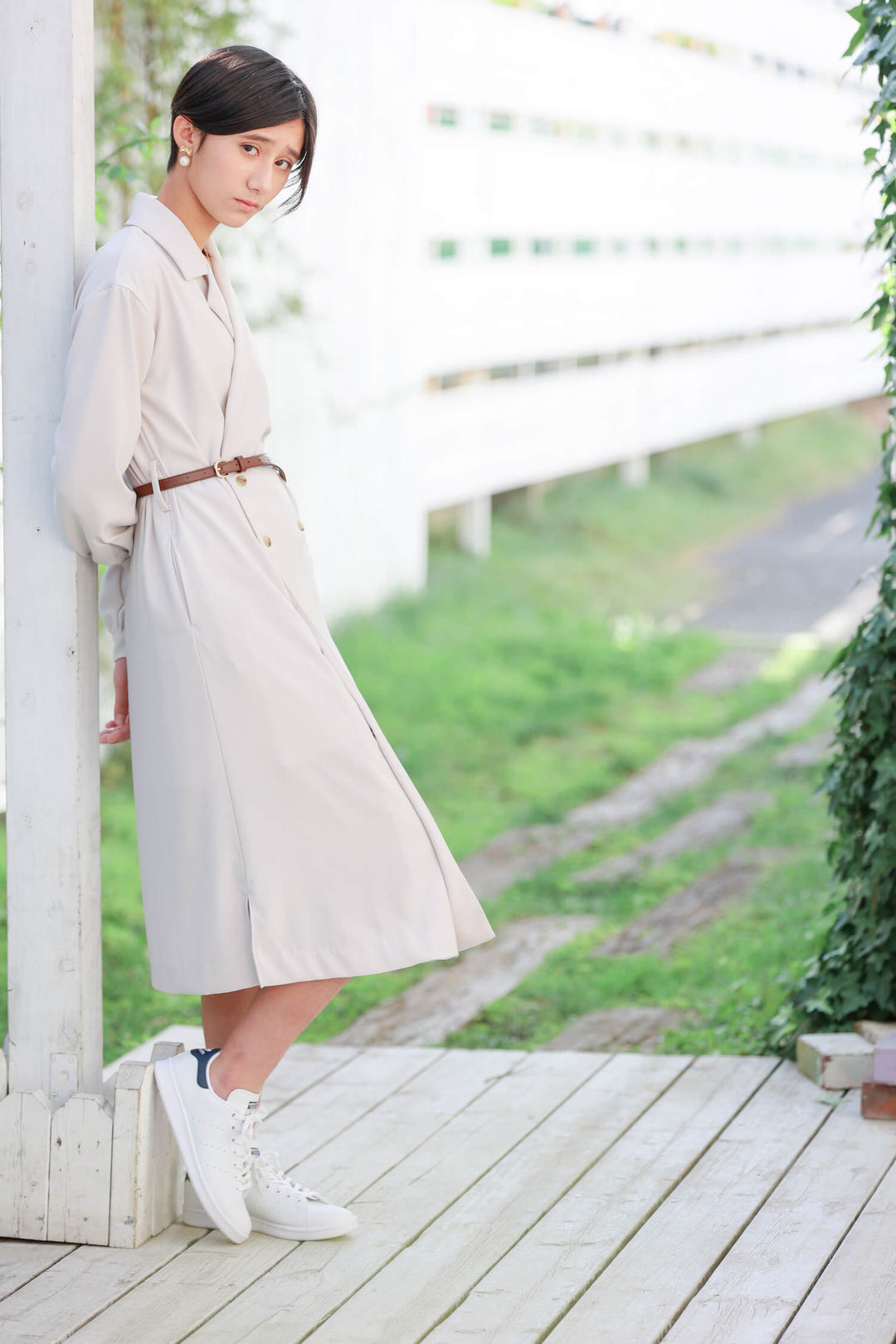 Satin Drape Trench Dress Coat