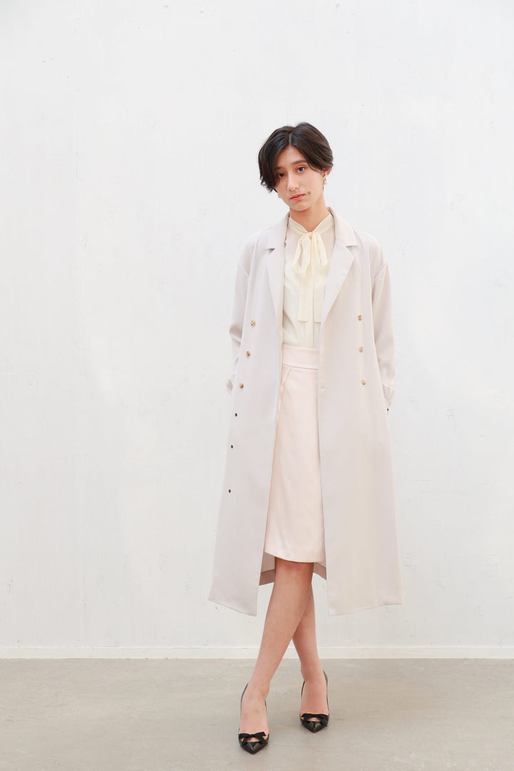 Satin Drape Trench Dress Coat
