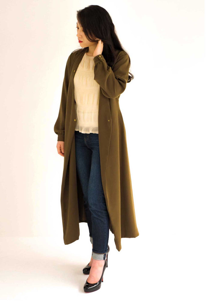 Khaki Satin Dress